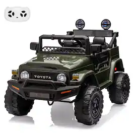 GARVEE - 12V Official Toyota Ride On Truck for Kids, Electric Vehicle w/ Remote, LED Lights, Music, EVA Tires, Safety Belt - Green