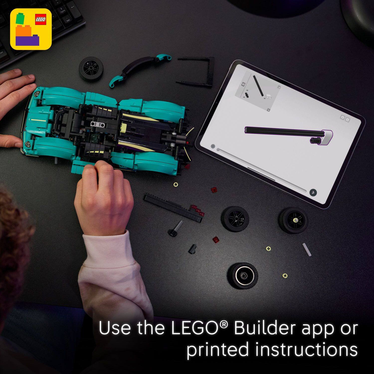 Use the LEGO® Builder app or printed instructions