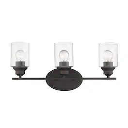 Hivvago - Three Light Wall Light with Clear Glass Shade - Bronze