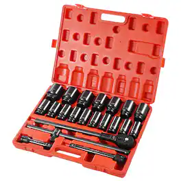 VEVOR - Impact Socket Set 3/4 Inches 22 Piece Deep Impact Sockets, Socket Assortment Drive Socket Set Impact Standard SAE - Black