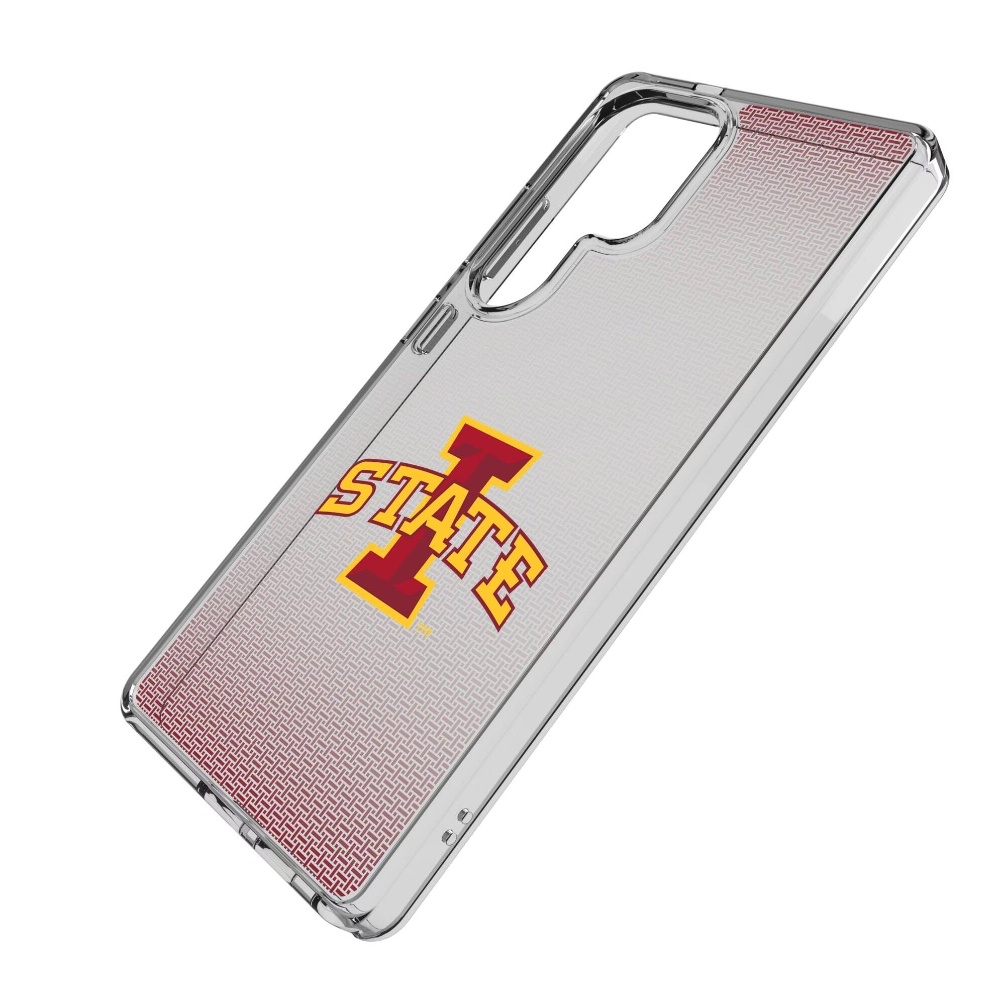 Alt View 1. Keyscaper - Iowa State Cyclones Linen Logo Galaxy Clear Case - S23 - Multicolor.