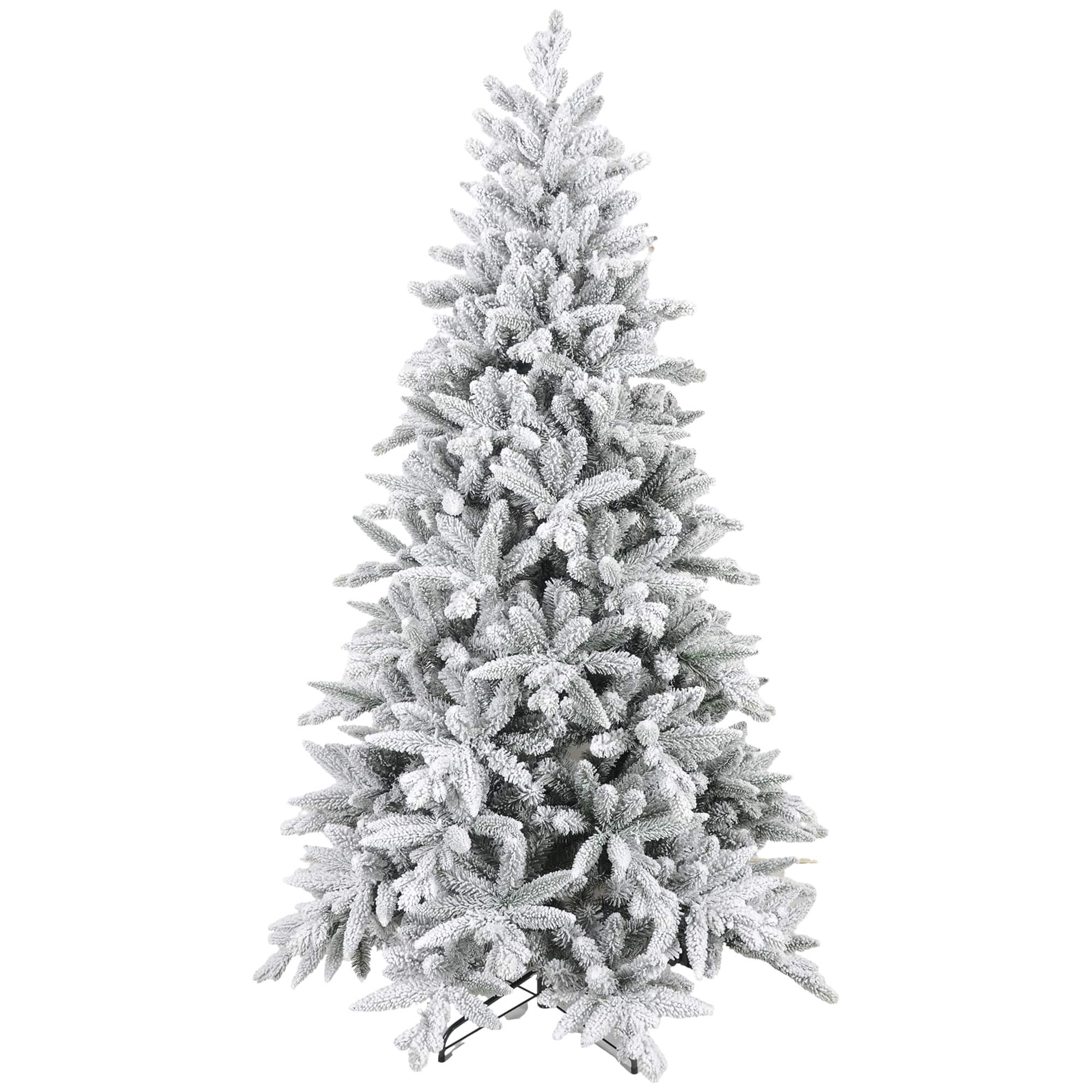 Homcom - 6ft Snow Flocked Artificial Christmas Tree, 994 Tips Foldable Metal Stand - Green