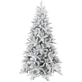 Homcom - Snow Flocked Artificial Christmas Tree, 994 Tips Foldable Metal Stand - Green