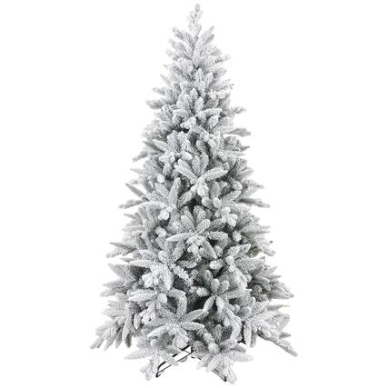 Front. Homcom - Snow Flocked Artificial Christmas Tree, 994 Tips Foldable Metal Stand - Green.