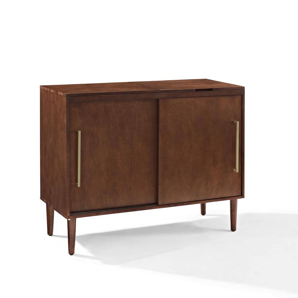Alt View 2. Crosley Furniture - Everett Large Record Player Cabinet With Vinyl Storage - Mahogany.