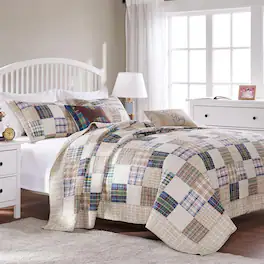 Greenland Home Fashions - Greenland Home Fashion Oxford Quilt And Pillow Sham Set - 3 - Piece - Full/Queen 90x90" - Multi