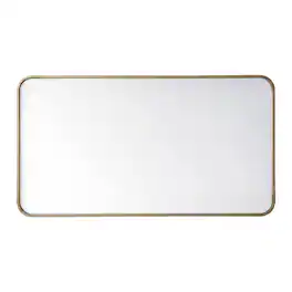 Elegant Decor - Soft corner metal rectangular mirror 22x40 inch - Brass