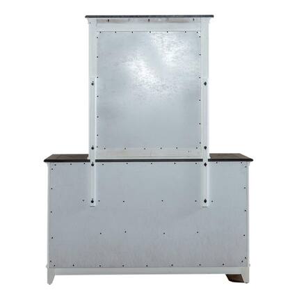 Front. Liberty Furniture Industries - Allyson Park Crown Mirror in Wirebrushed White w/ Charcoal Top - White.