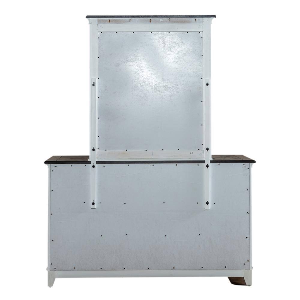 Front. Liberty Furniture Industries - Allyson Park Crown Mirror in Wirebrushed White w/ Charcoal Top - White.