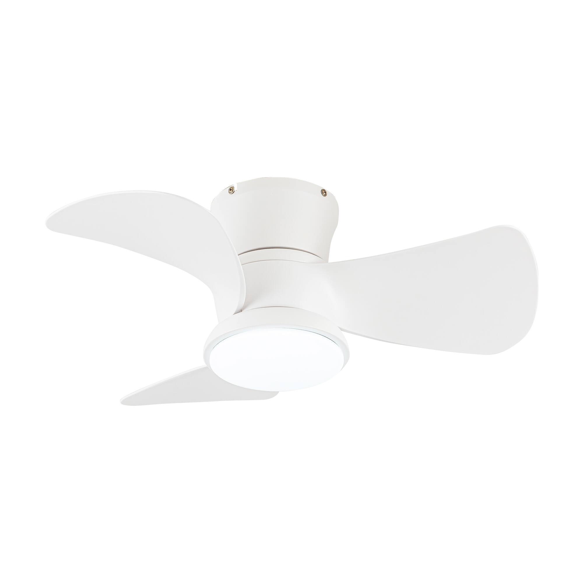 Alt View 2. Parrot Uncle - 31" Modern White Dimmable LED Hugger Ceiling Fan with Light and Remote - Matte White.