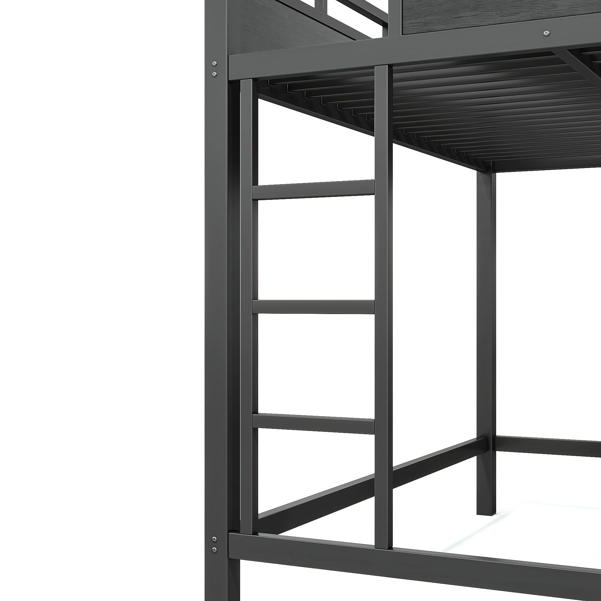 Alt View 6. Boyel Living - Full Size Loft Bed Frame with Storage Shelves and Pegboard Metal Loft Bed - Black.