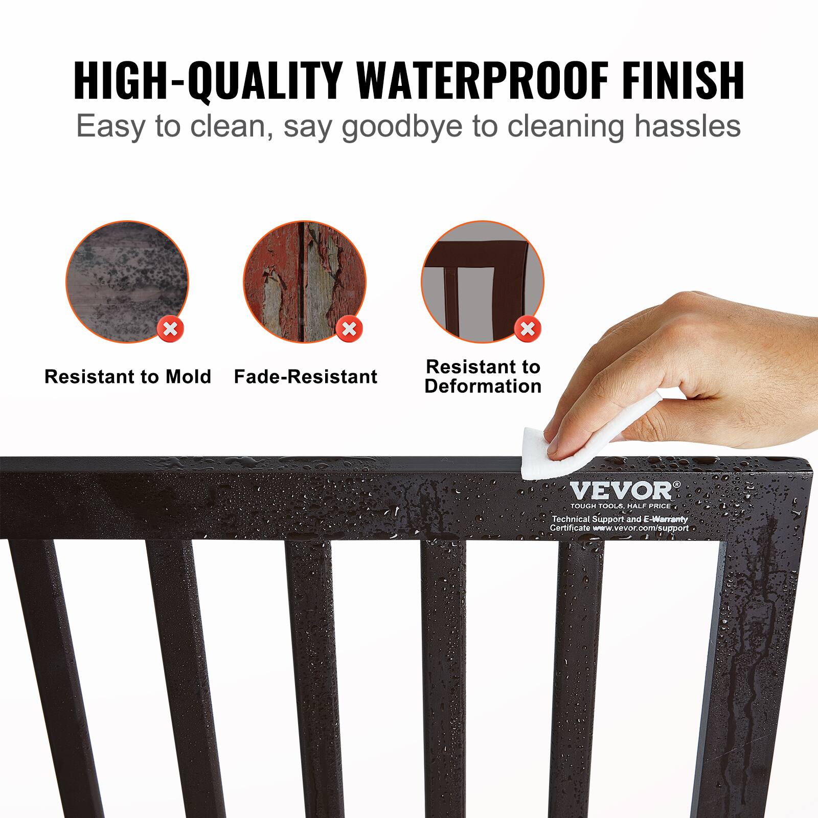 HIGH-QUALITY WATERPROOF FINISH

Easy to clean, say goodbye to cleaning hassles

- Resistant to Mold
- Fade-Resistant
- Deformation

VEVOR TOOLS - HALF PRICE

Technical Support and E-Warranty Certificate - www.vevor.com/support
