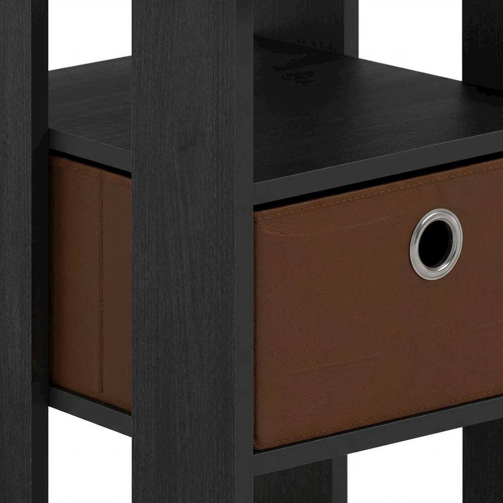 Alt View 2. FurniFact - Engineered Wood End Table Nightstand with Bin Drawer in Medium Brown - Americano/Medium Brown.