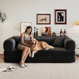 LUCKY ONE - 78.8" Compression Convertible Floor Sofa Bed w/ Pillow Back Support Armrest No Assembly - Black