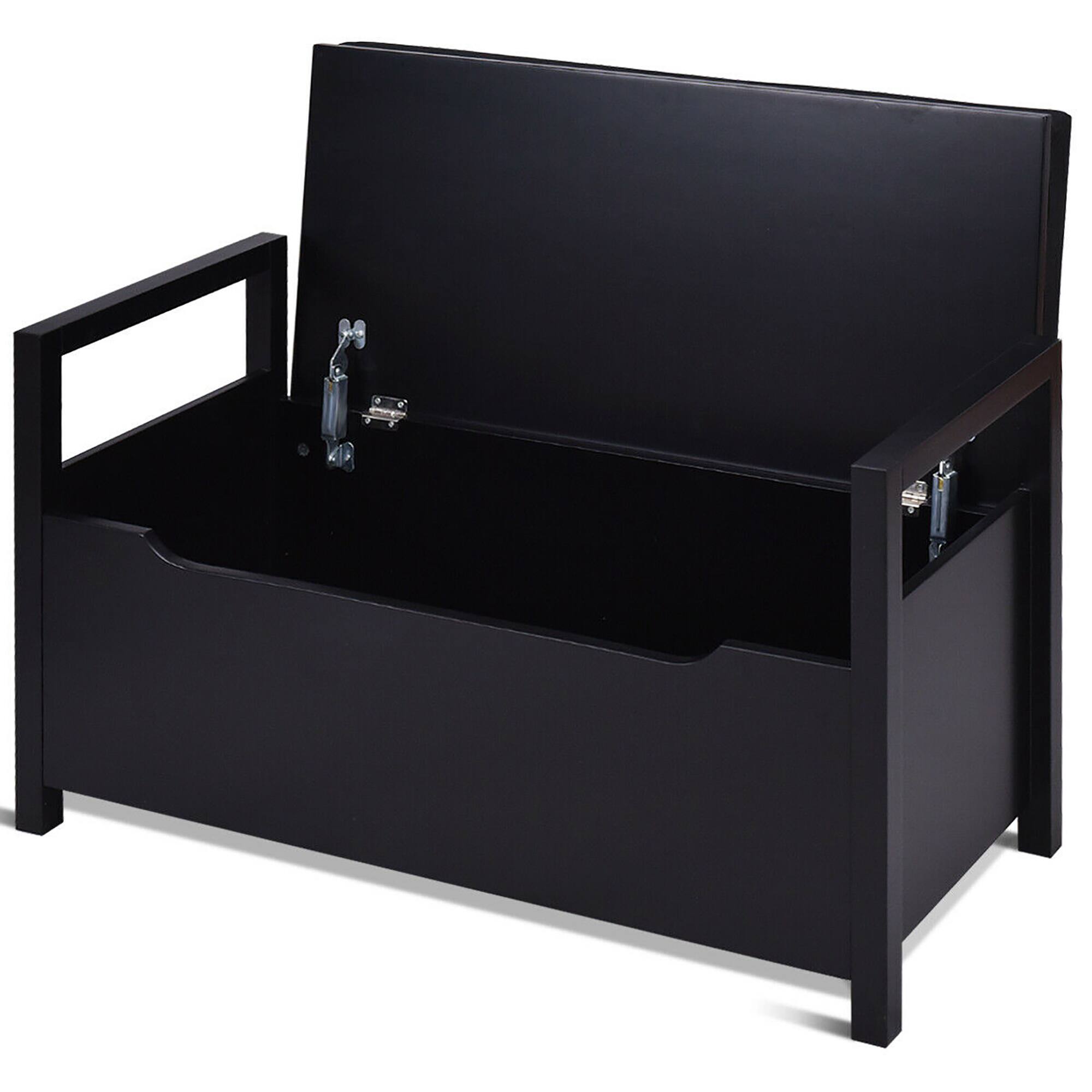 Alt View 20. Costway - Shoe Bench Storage Rack Cushion Seat Ottoman Bedroom Hallway Entryway Black - Black.