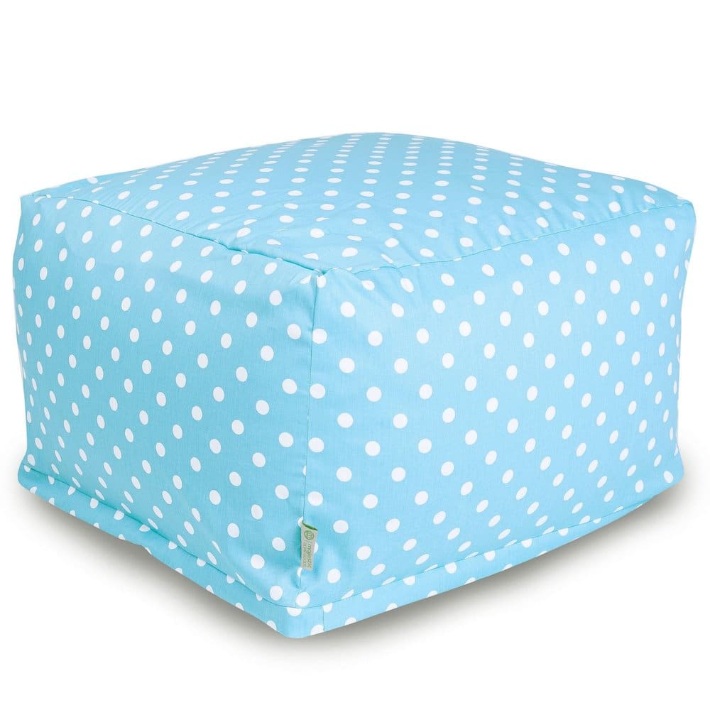 Majestic Home - Ottoman Pouf Polka Dot (Small) Aquamarine - Blue