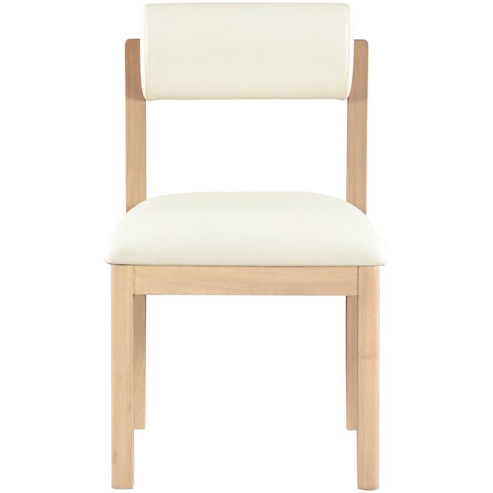 Alt View 2. Meridian Furniture - Roundhill Cream Vegan Leather Upholstered Dining Chair, Set of 2 - Cream.