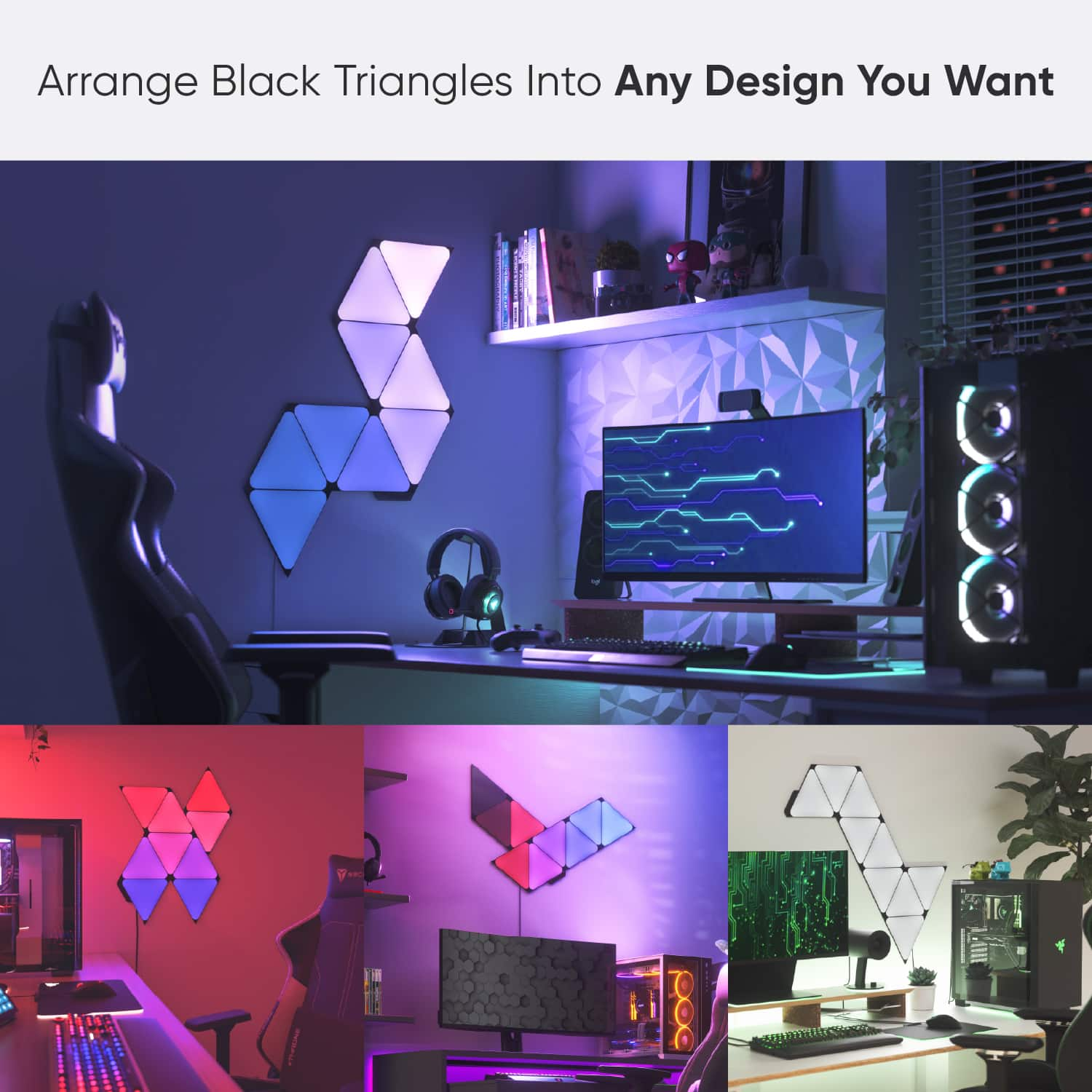 Nanoleaf – Shapes Ultra Black Triangles Smarter Kit (9 Panels) – Multicolor Sansujyuku sansujyuku.com