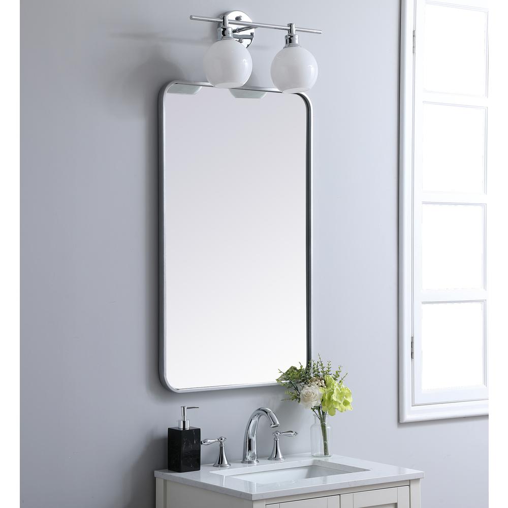 Alt View 4. Elegant Decor - Soft corner metal rectangular mirror 22x36 inch in Silver - Silver.