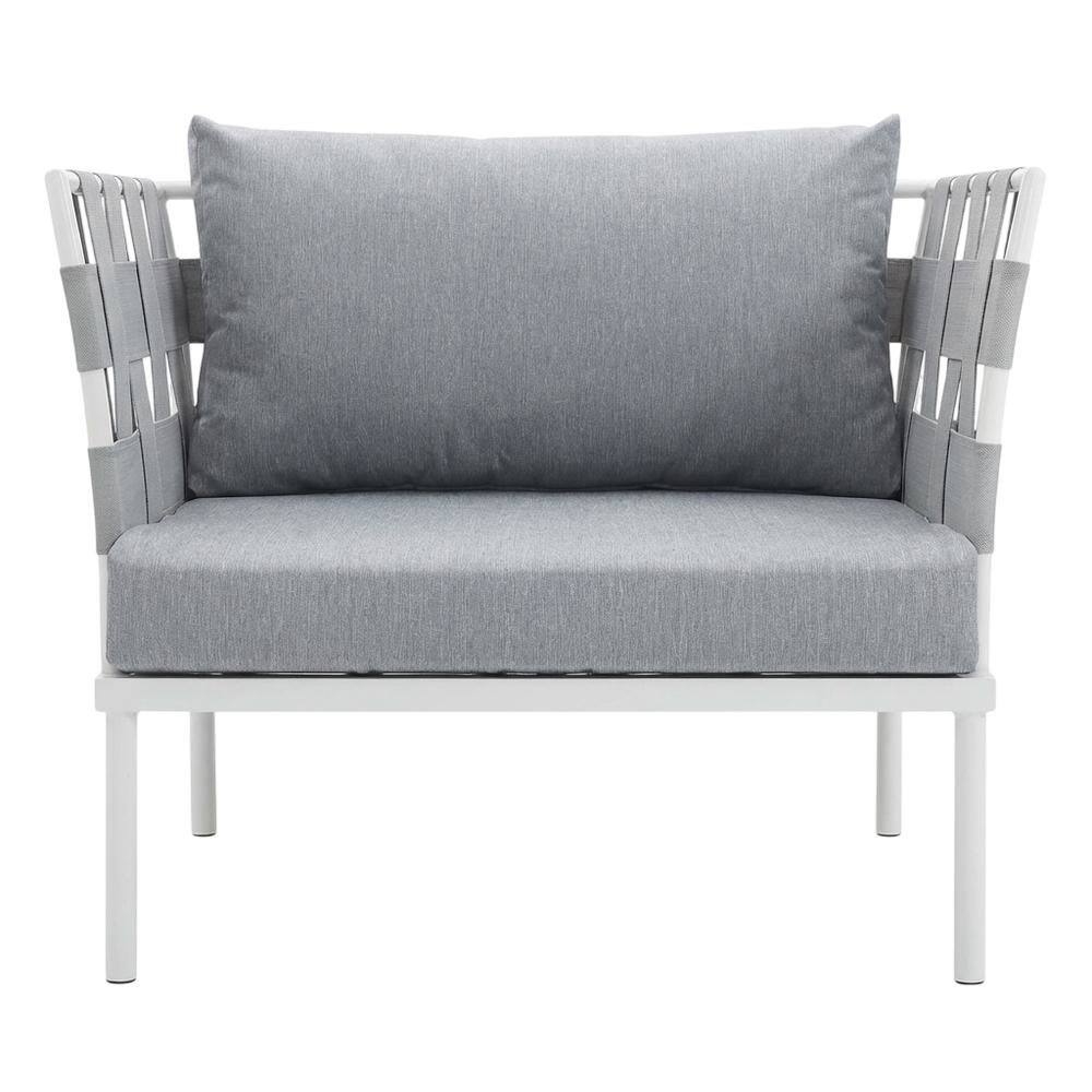 Back. Outdoor Escape - Aluminum Outdoor Lounge Chair With Cushioned Seat For Patio Relaxation - White.