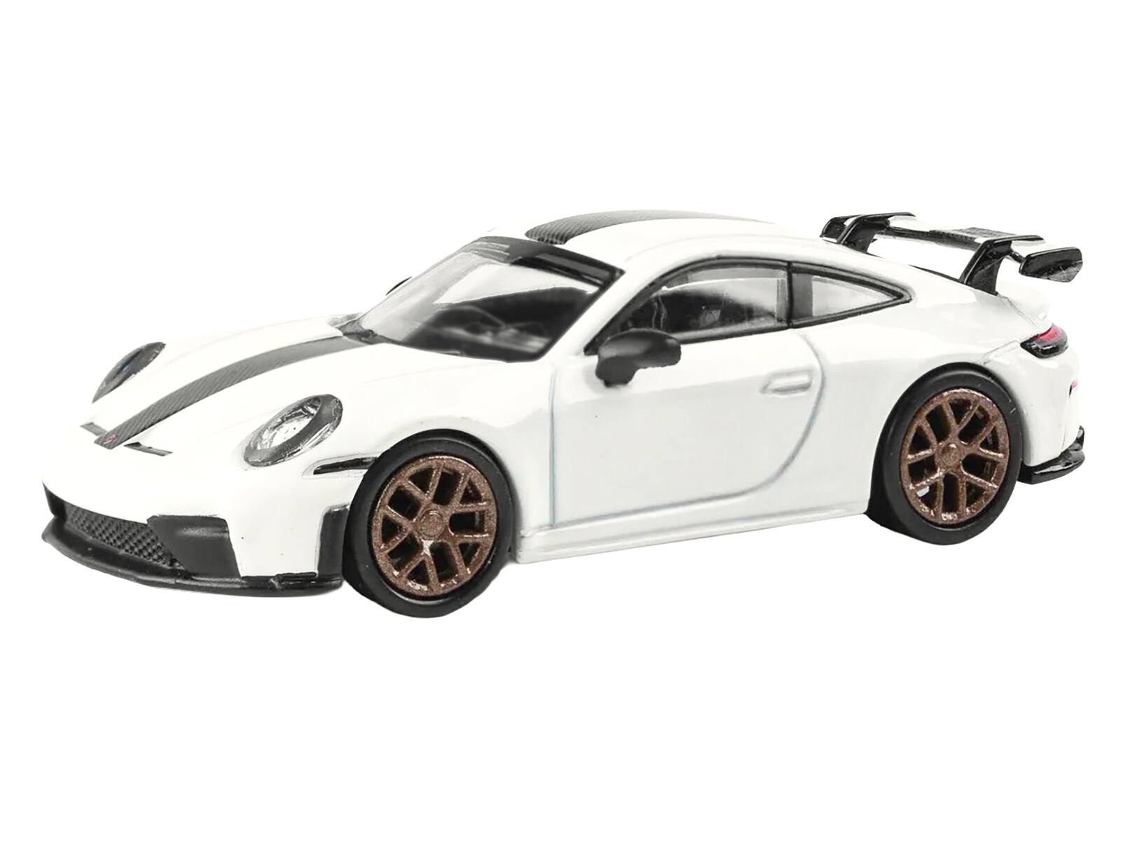 Alt View 1. Paragon - 2025 Porsche 911 GT3 (992.2) Grand Prix White with Carbon Stripe 1/64 Diecast Model Car by Paragon Models.