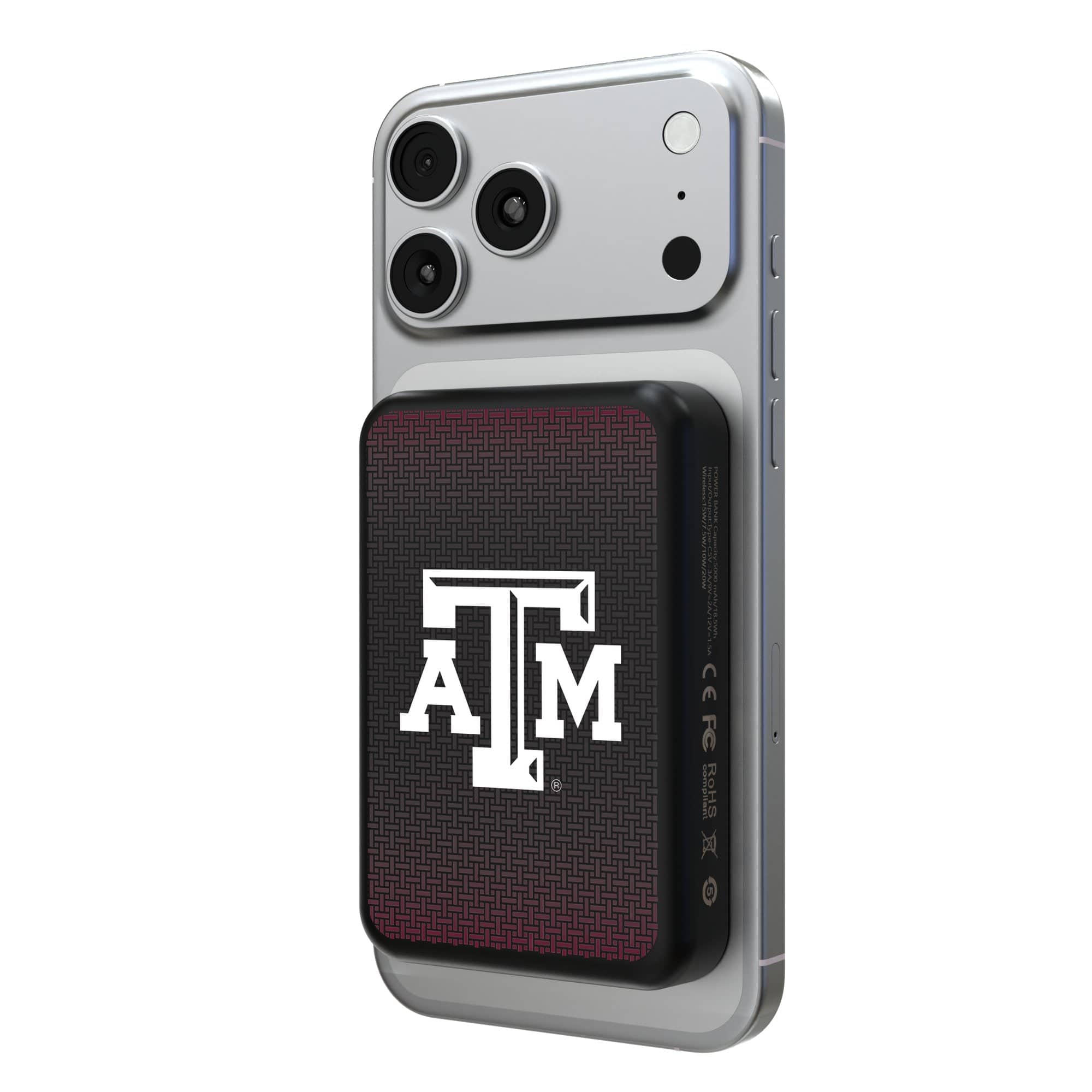 Keyscaper - Texas A&M Aggies Wireless Magnetic Power Bank - Black