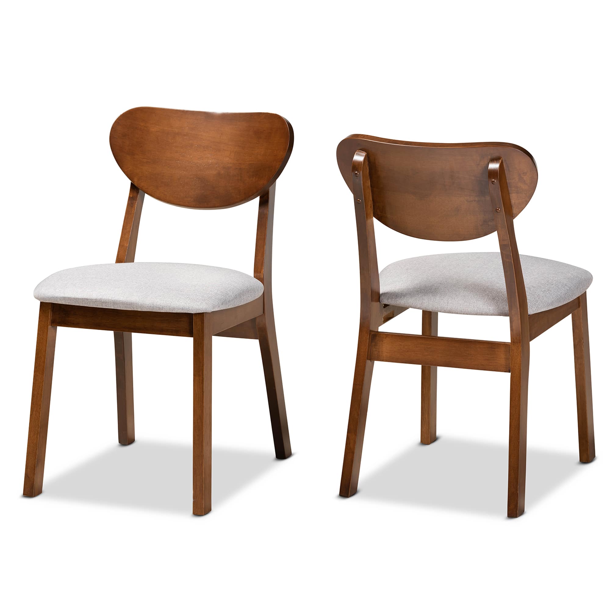 Baxton Studio - Damara Mid-Century Modern Fabric Upholstered and Finished Wood 2-Piece Dining Chair Set - Grey/Walnut Brown price history on PriceWatchPro