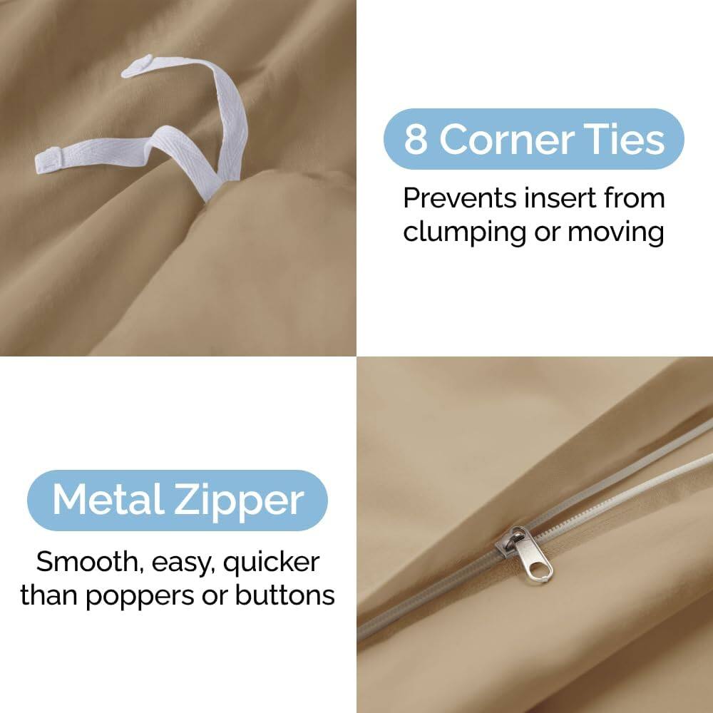 8 Corner Ties  
Prevents insert from clumping or moving  

Metal Zipper  
Smooth, easy, quicker than poppers or buttons
