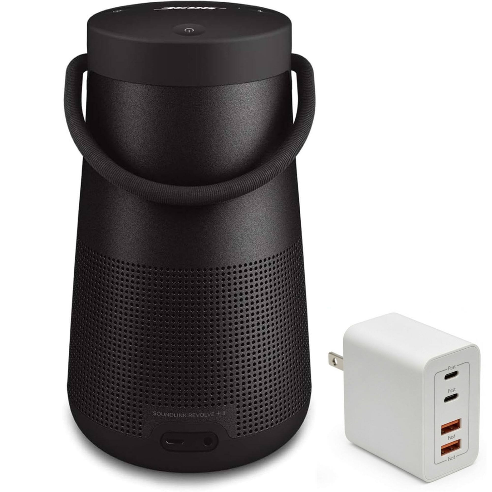 Bundle - Bose - SoundLink Revolve+ (Series II) Bluetooth Speaker with Fast Charger, Portable Speaker with Microphone - Black