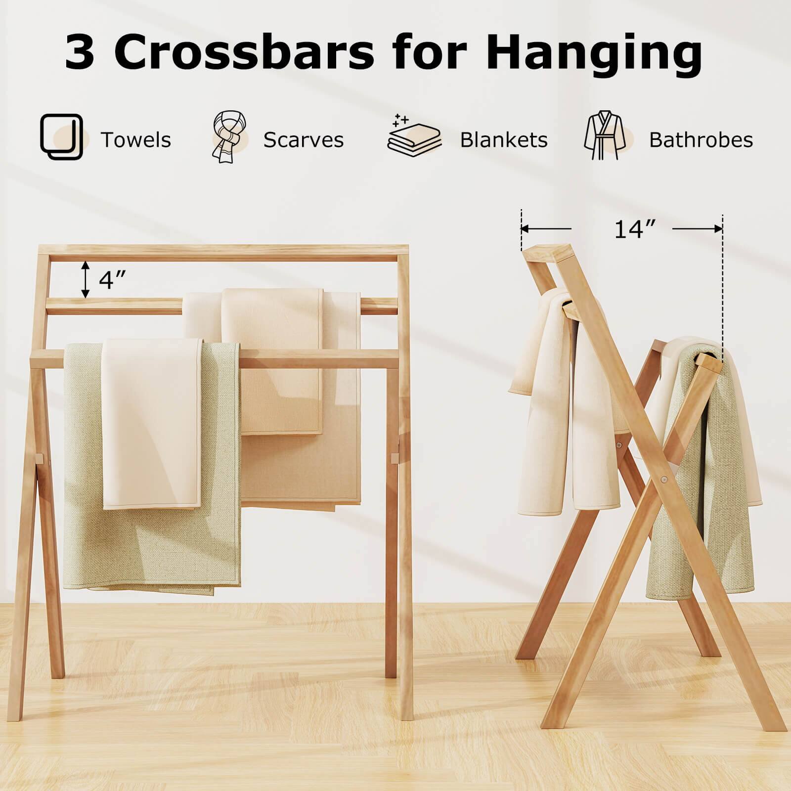 3 Crossbars for Hanging Towels Scarves + Blankets Bathrobes 14" 4"