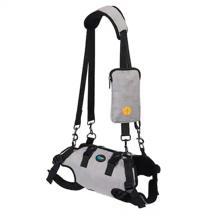 Front. Ownpets - Dog Sling Harness for Spine Protection, Support Vest to Assist Aged Dogs, Size L - Grey.