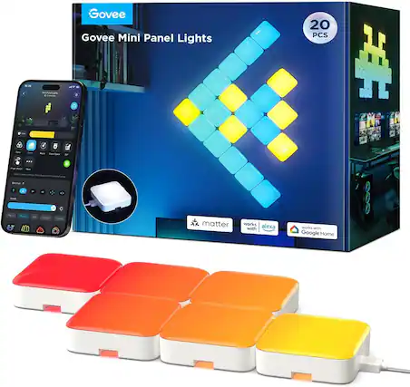 Govee Mini Panel Lights 20 PCS
- Works with Alexa
- Works with Google Home
- Matter