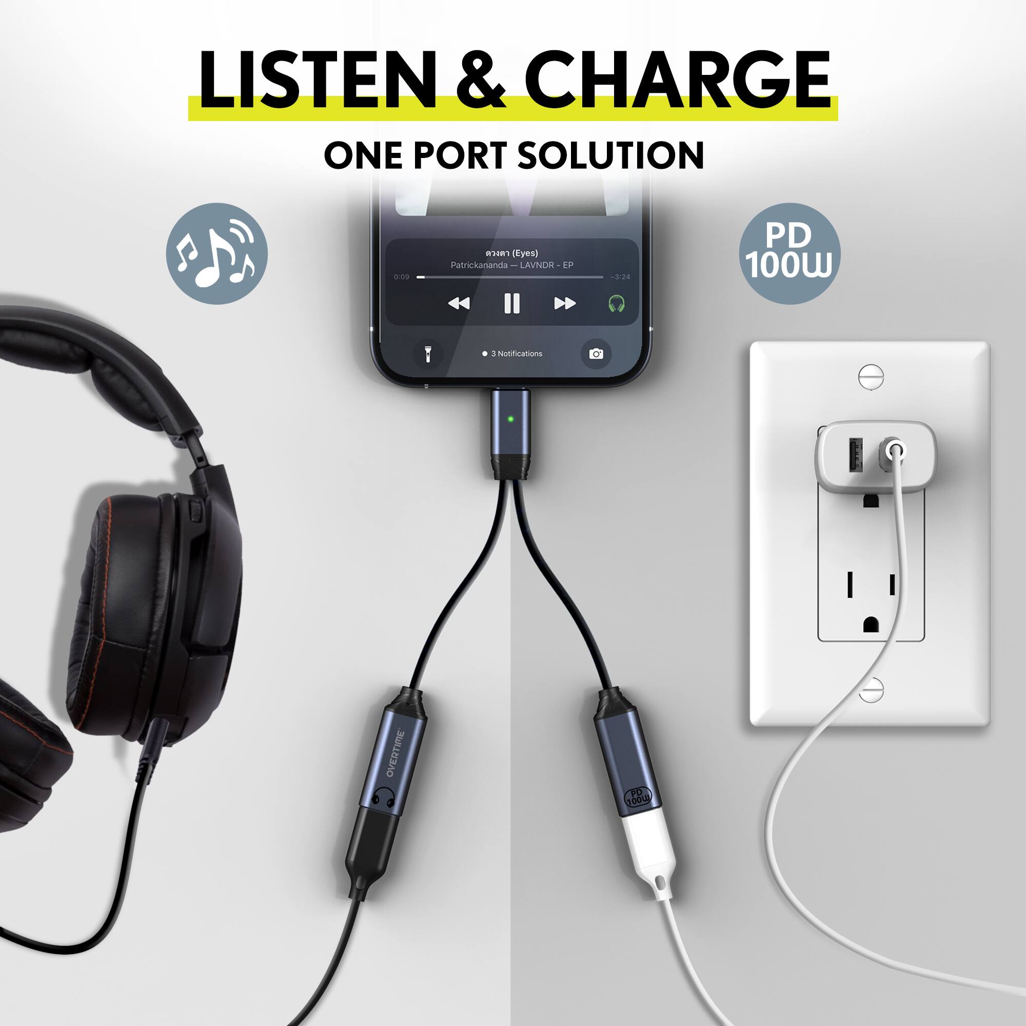 LISTEN & CHARGE  
ONE PORT SOLUTION  

Patrickananda - Eyes  
LAWNDR - EP  

PD 100W  
OVERTIRE
