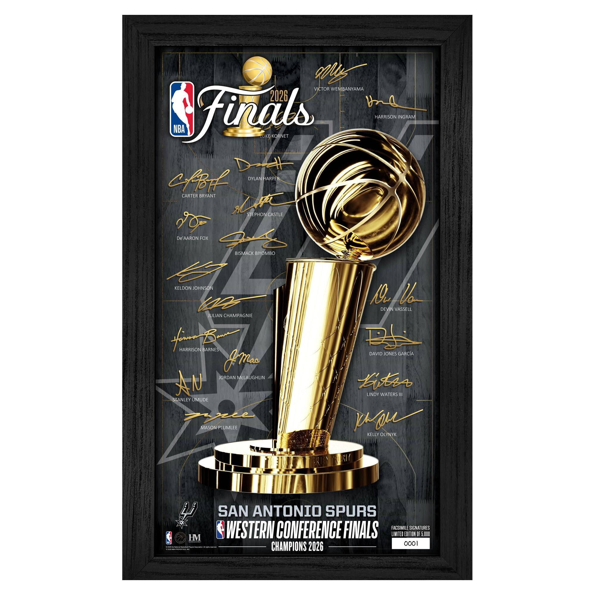 San Antonio Spurs 2026 NBA Western Conference Champions 12" x 20" Signature Ticket Frame
