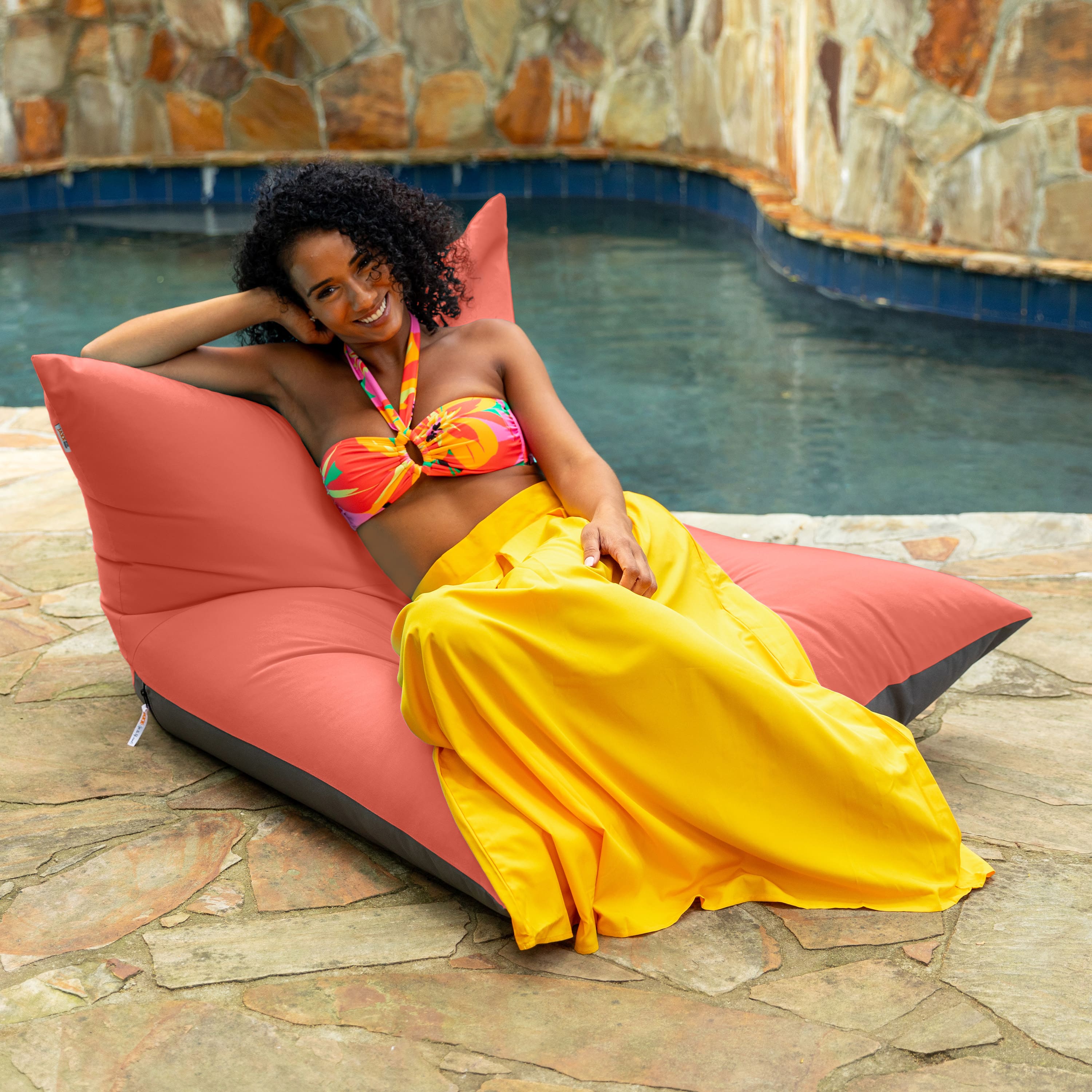 Jaxx - Finster Outdoor Bean Bag Lounge Chair - Sunbrella Flamingo