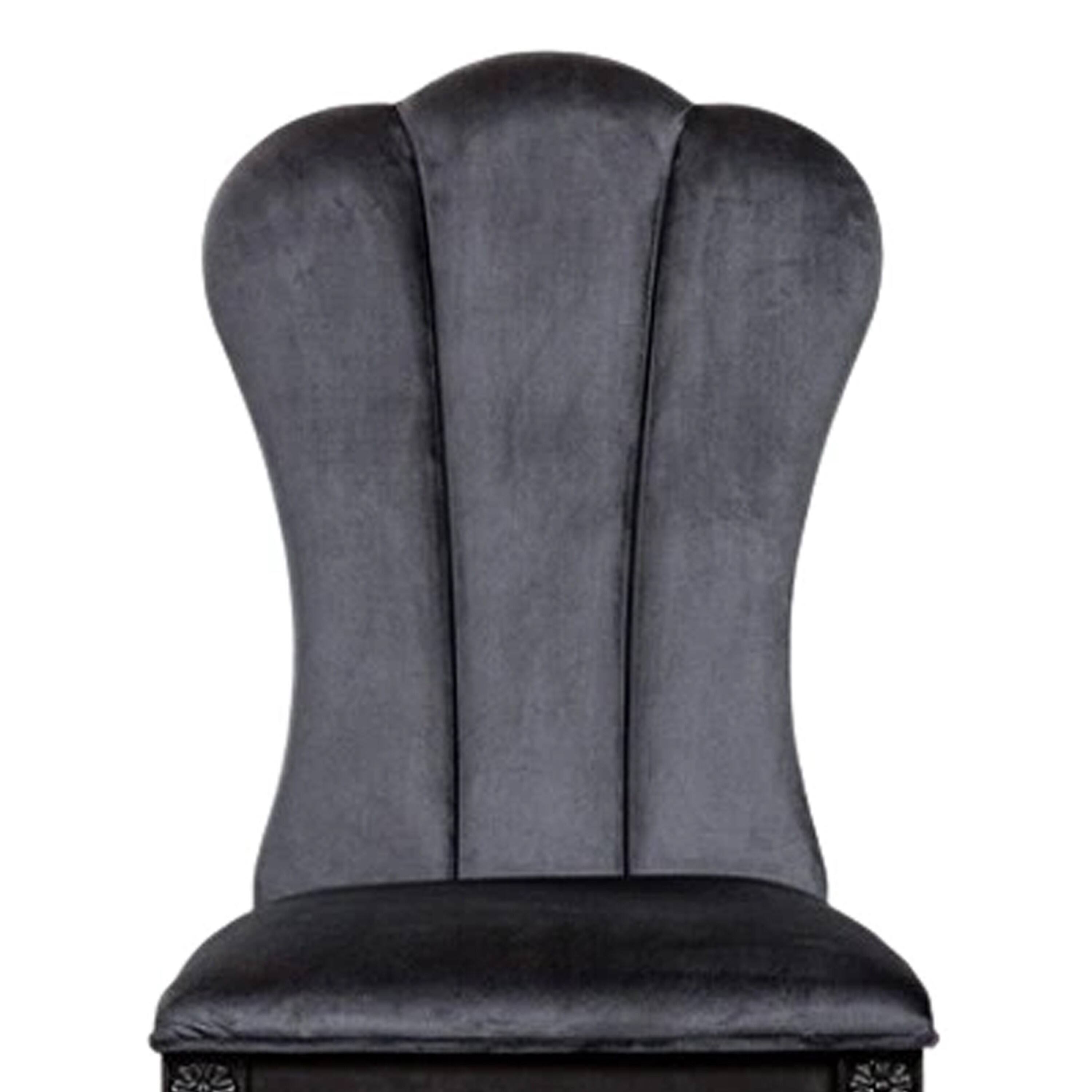Alt View 2. Manhattan Lane - Hixe Side Dining Chair Set of 2, Scalloped, Turned Fluted Wood Legs - Black.