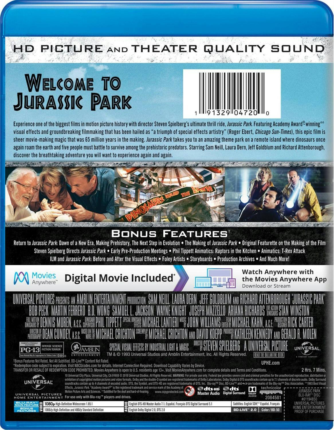 Back. Jurassic Park (Blu-ray New Box Art) [Blu-ray].