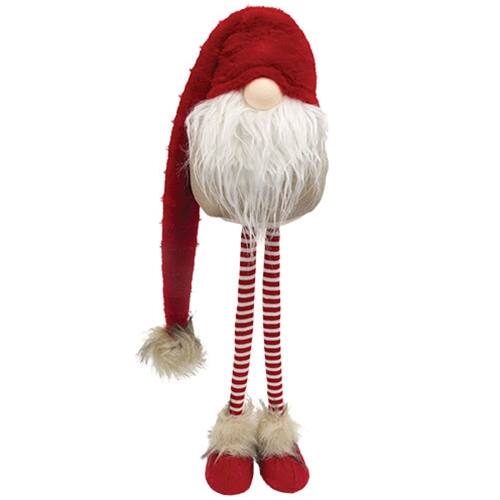 Front. BreeBe - Standing Red Fuzzy Gnome w/Dangle Hat - Multi.