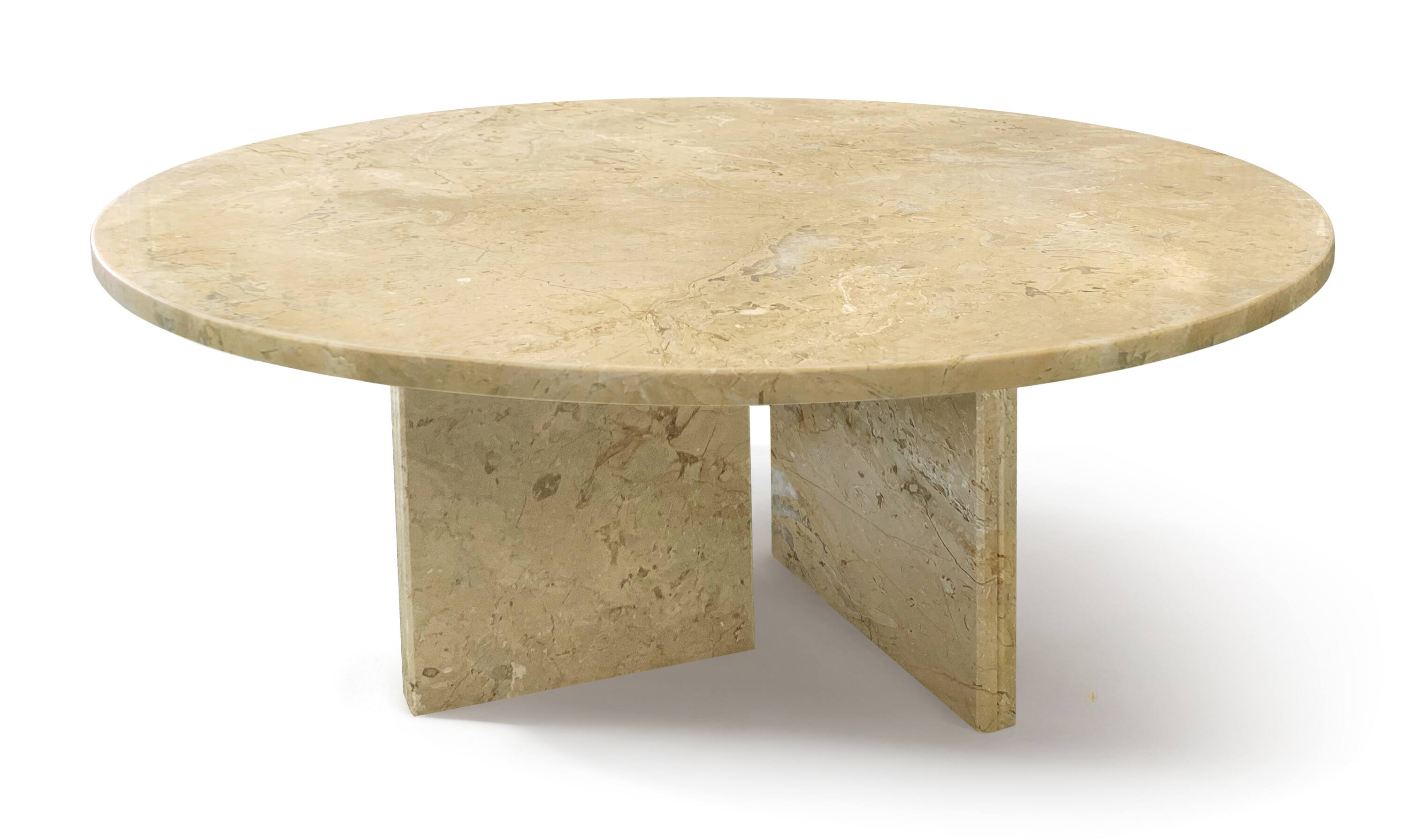 Angle. APRILSOUL - Large Curved Tier Traditional Round Wooden Center Coffee Table with Wheels Mid Century Style Living Room - yellow.