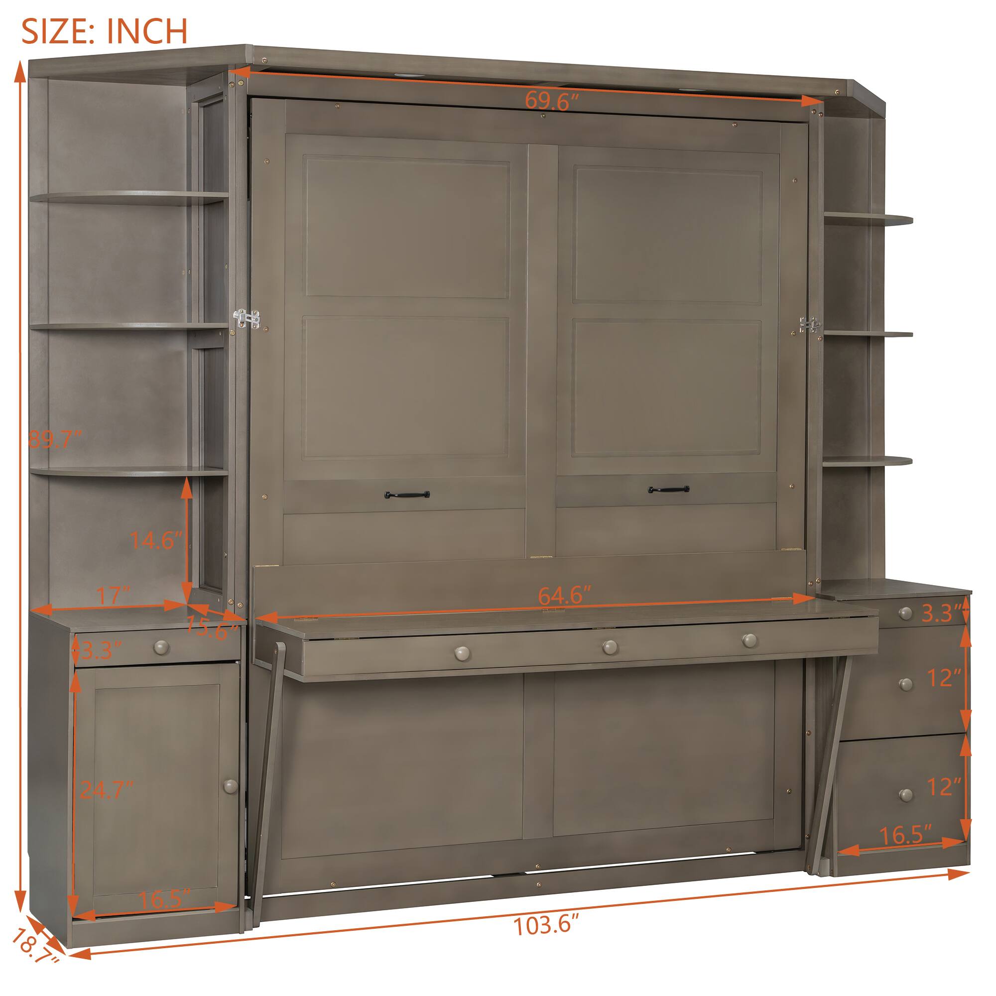SIZE: INCH

- 69.6"
- 89.7"
- 14.6"
- 17"
- 3.3"
- 15.6"
- 64.6"
- 3.3"
- 12"
- 24.7"
- 12"
- 16.5"
- 18.7"
- 16.5"
- 103.6"