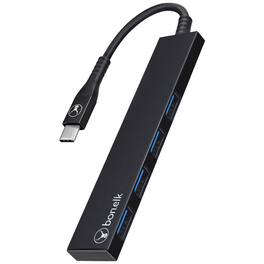 Bonelk - Long-Life USB-C to 4-Port USB 3.0 Slim Hub - Black