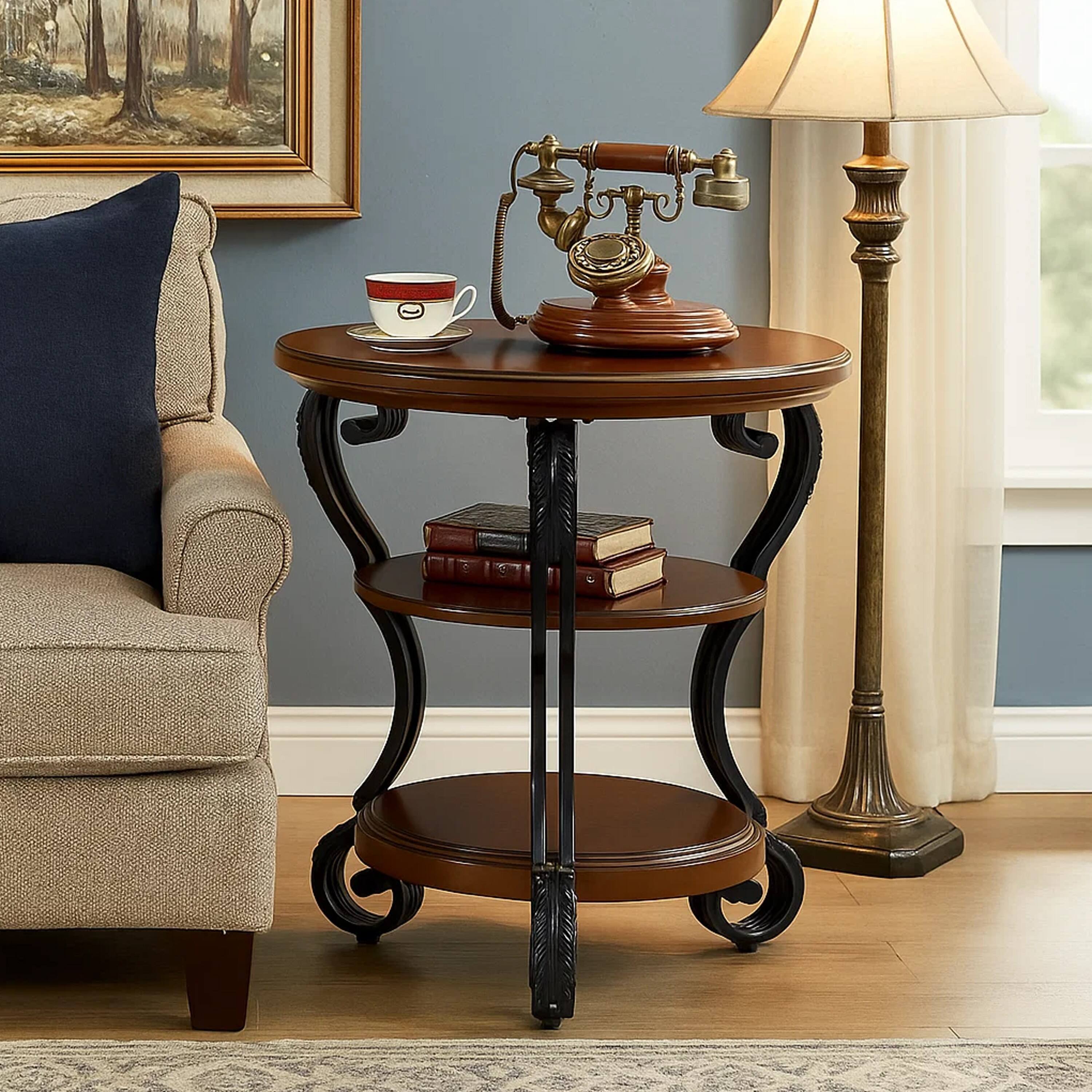 Alt View 5. Manhattan Lane - May Transitional Style Side Table - Brown Cherry.