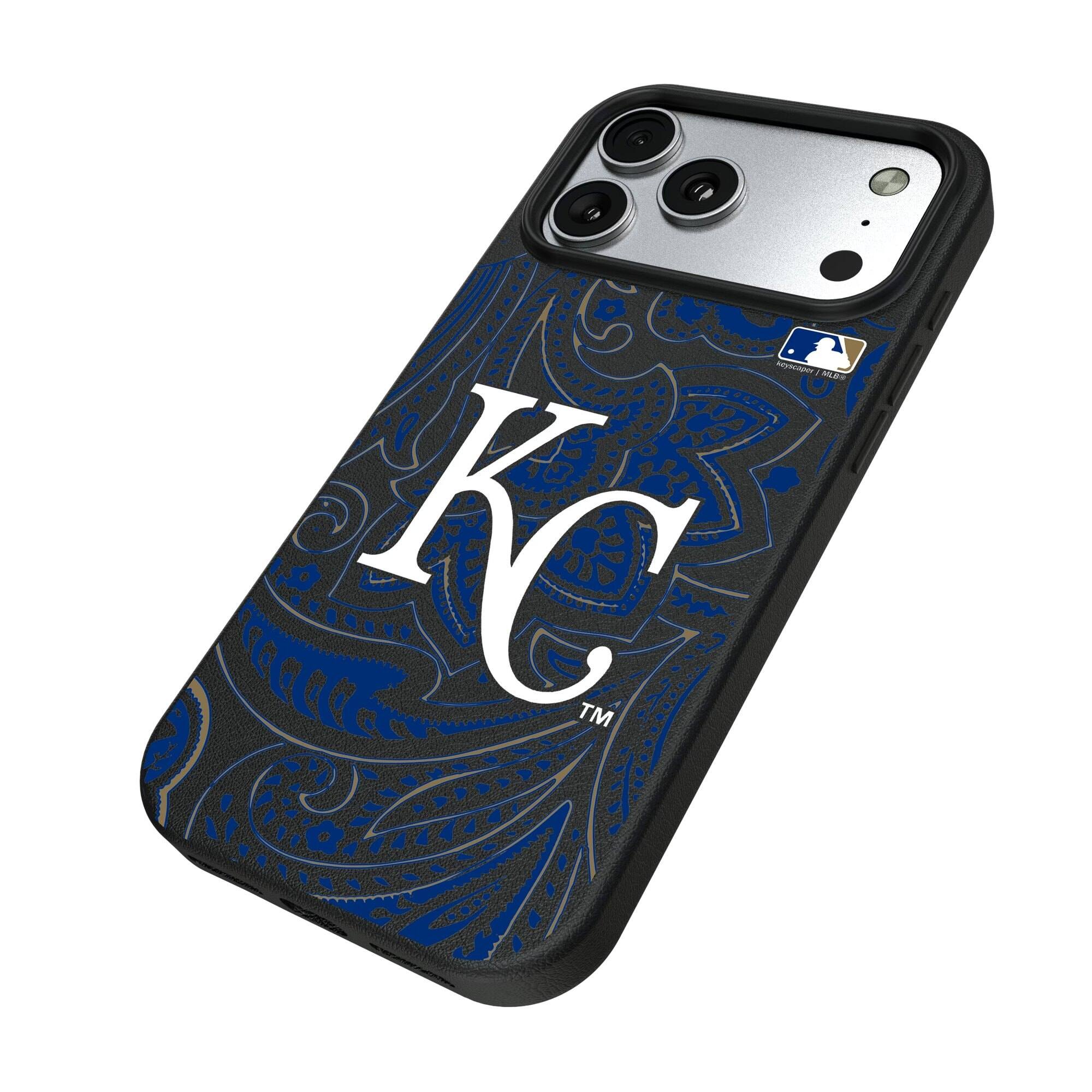 Alt View 1. Keyscaper - Kansas City Royals Paisley iPhone Magnetic Bump Case - 16 Pro - Black.