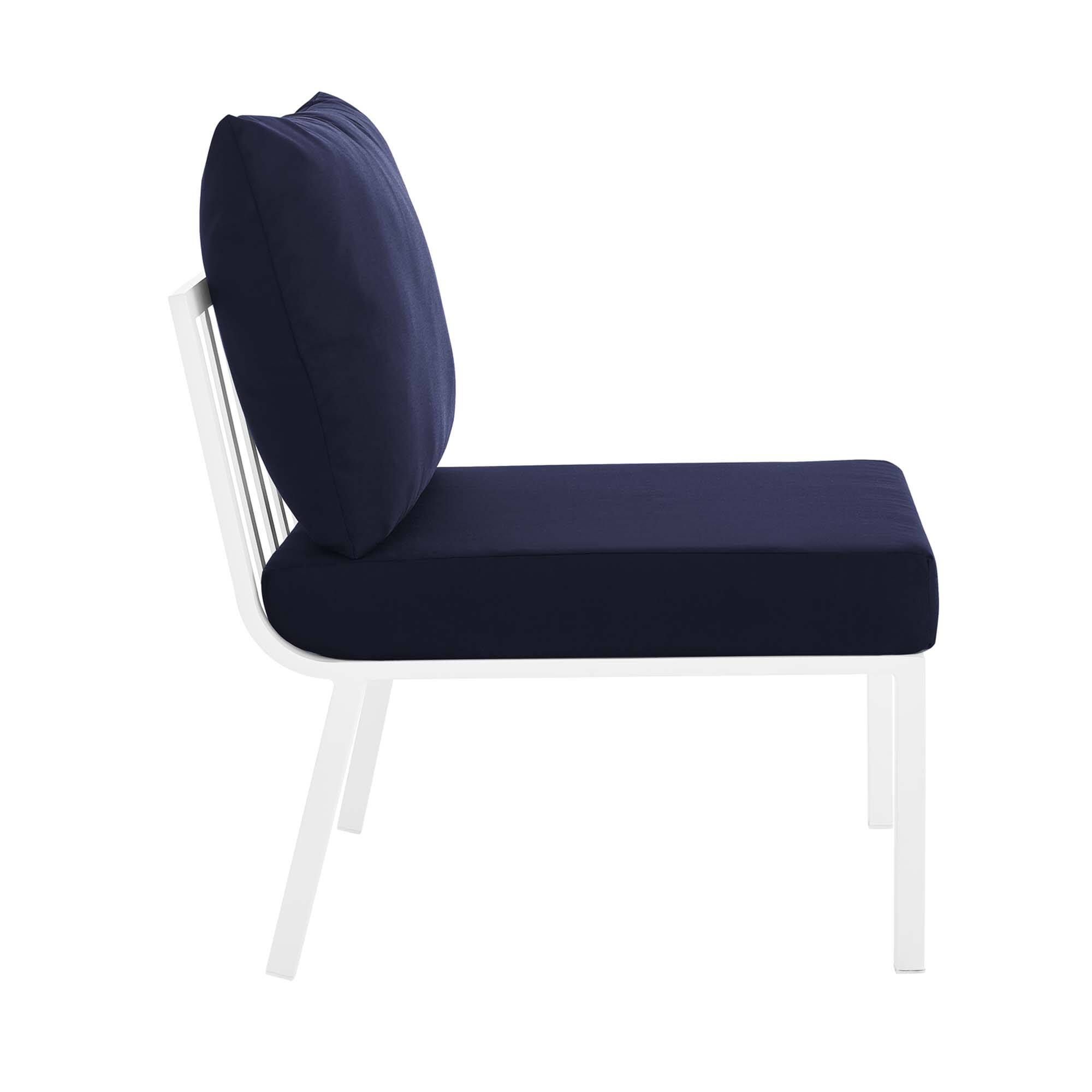 Back. Modway - Riverside Outdoor Patio Aluminum Armless Chair by Modway - White Navy.