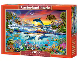 Castorland - 3000 Piece Jigsaw Puzzles, Paradise Cove , Ocean Wildlife, Nature puzzle, Dolphin, Animal puzzle, C-300396-2 - Red