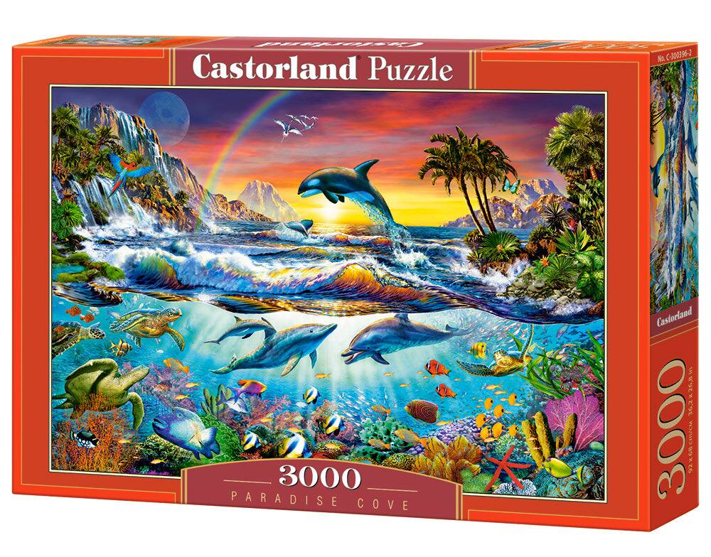 Castorland - 3000 Piece Jigsaw Puzzles, Paradise Cove , Ocean Wildlife, Nature puzzle, Dolphin, Animal puzzle, C-300396-2 - Red