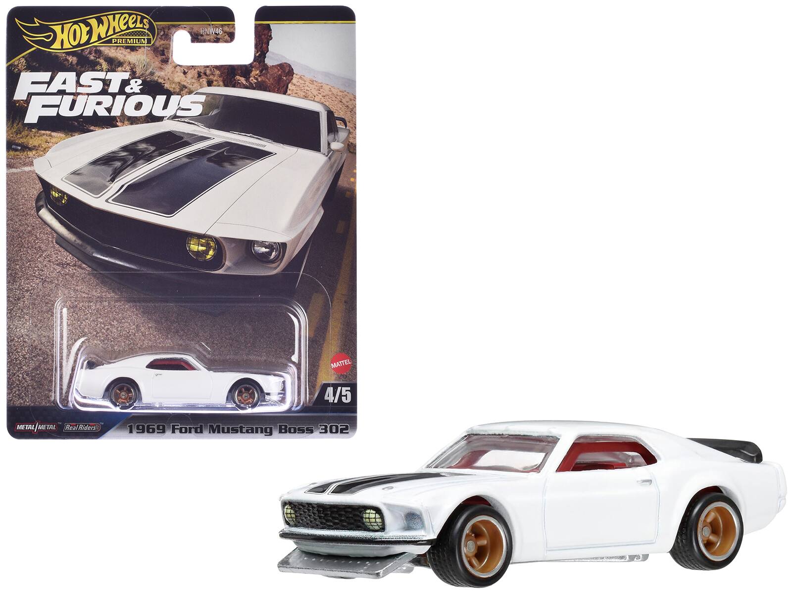 Hot Wheels Premium  
Fast & Furious  
1969 Ford Mustang Boss 302  
4/5  
Metal/Metal  
Real Riders  
Mattel