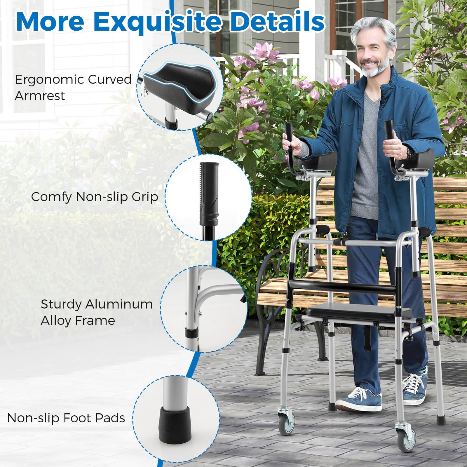 More Exquisite Details
Ergonomic Curved Armrest
Comfy Non-slip Grip
Sturdy Aluminum Alloy Frame
Non-slip Foot Pads