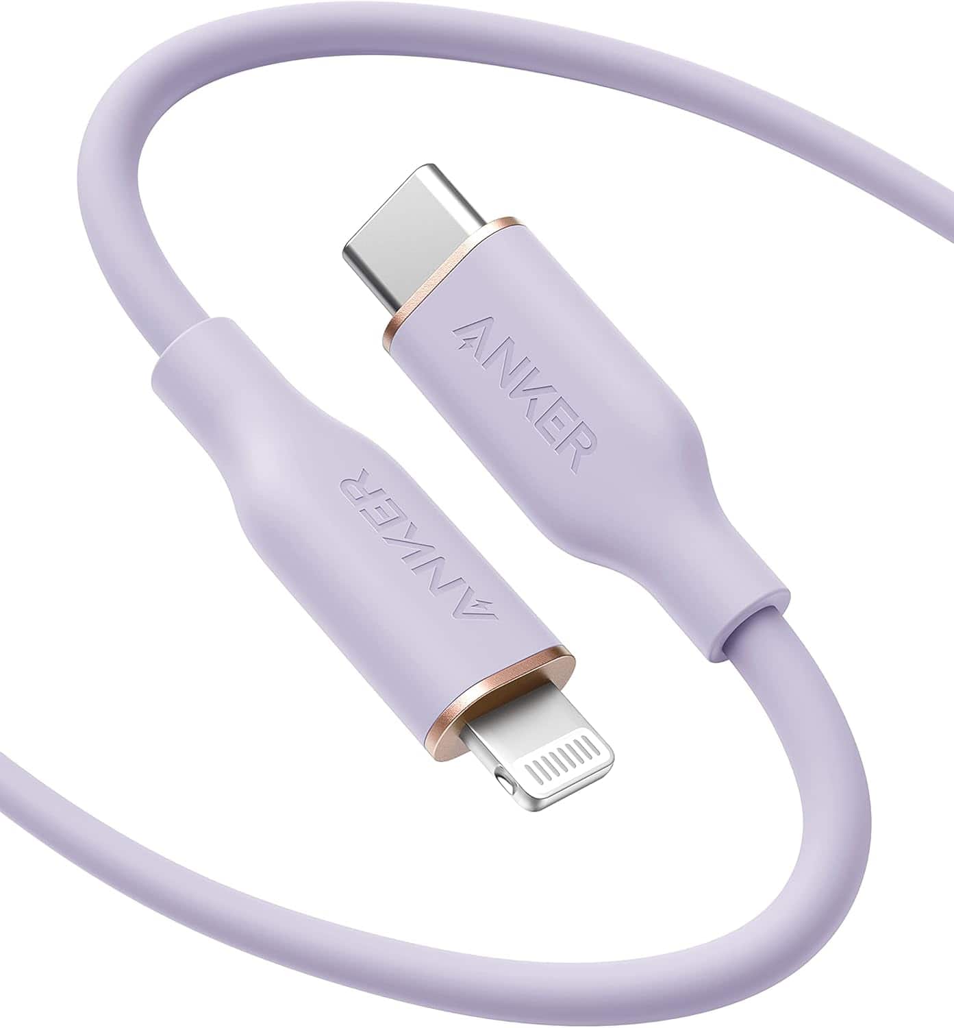 Anker - USB C to Lightning Cable Powerline III Flow Silicone Charging Cable - Lilac Purple