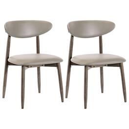 Gymax - Wooden Dining Chairs Set of 2 Upholstered Kitchen Chairs w/ Curved Backrest Grey - Gray